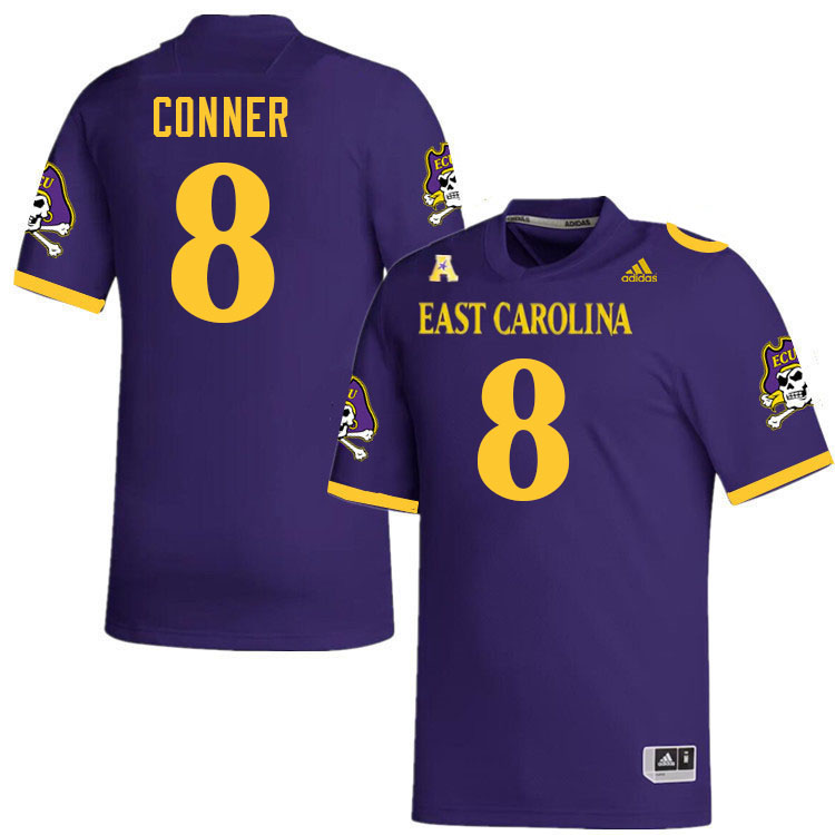 Men #8 Jayvontay Conner ECU Pirates College Football Jerseys Stitched-Purple